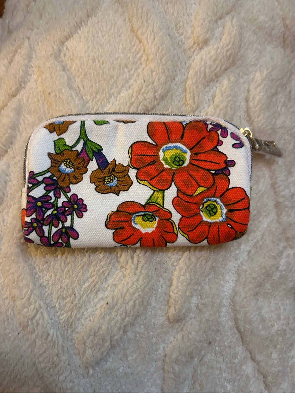 Coach Floral Canvas Zip Pouch Cosmetic Case White Multicolor - Picture 2 of 4